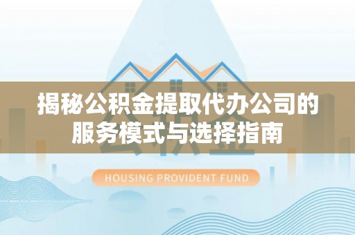 桃江揭秘公积金提取代办公司的服务模式与选择指南