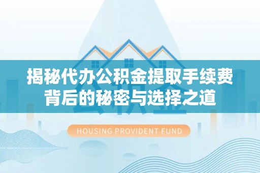 桃江揭秘代办公积金提取手续费背后的秘密与选择之道