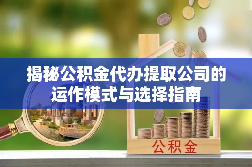 桃江揭秘公积金代办提取公司的运作模式与选择指南
