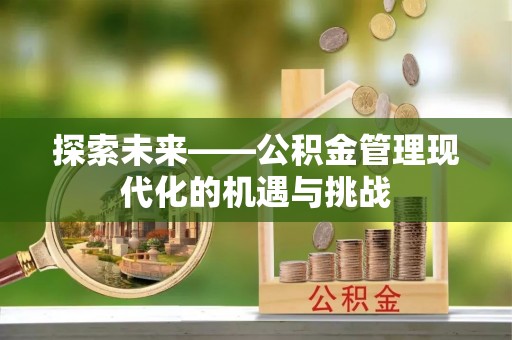 桃江探索未来——公积金管理现代化的机遇与挑战